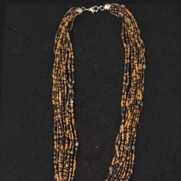 Black and Brown Vintage Beaded Layered Necklace - Picture 5 of 5